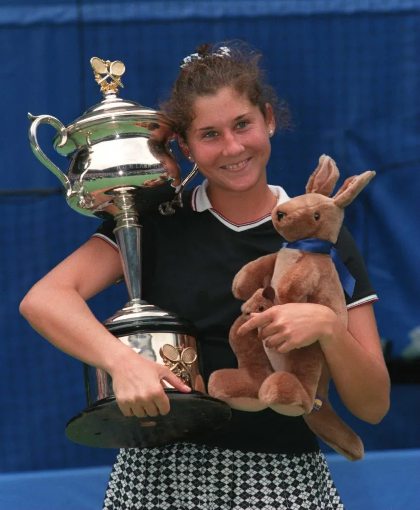 Monica Seles tras ganar el Abierto de Australia de 1996. (Foto: Gtty).