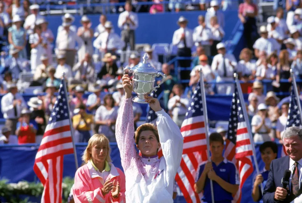Monica Seles luego de ganar el US Open en 1991. (Foto: Getty).