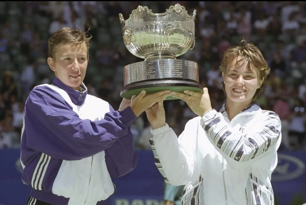 Zvereva y Hingis, campeonas del Abierto de Australia de 1997. (Foto: Getty).
