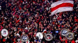 Los hinchas de River Plate en la tribuna.