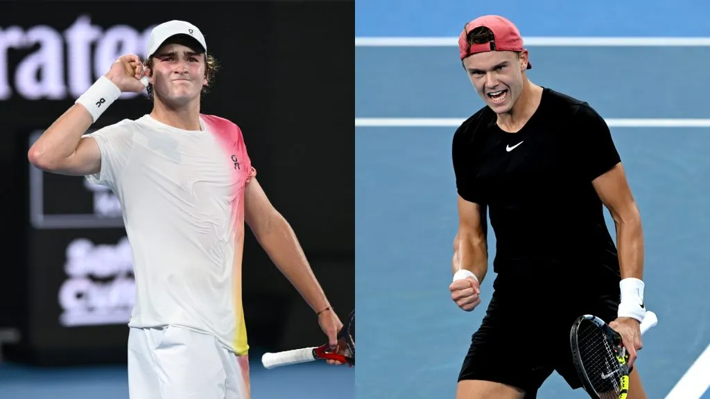 Joao Fonseca y Holger Rune, tenistas brasileño y danés, elogiados por Novak Djokovic. (Fotos: Getty Images)