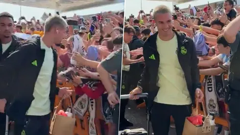 Los hinchas del Real Madrid recibieron a Franco Mastantuono en Oviedo y aclamaron por una foto y/o un autoógrafo.