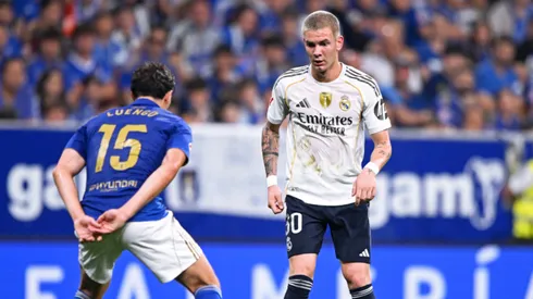 Franco Mastantuono, durante su primera titularidad con Real Madrid ante Real Oviedo por LaLiga.