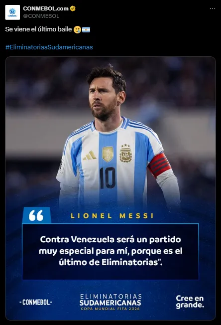 Frente a Venezuela y Ecuador, en septiembre, Messi jugará por última vez en Eliminatorias.
