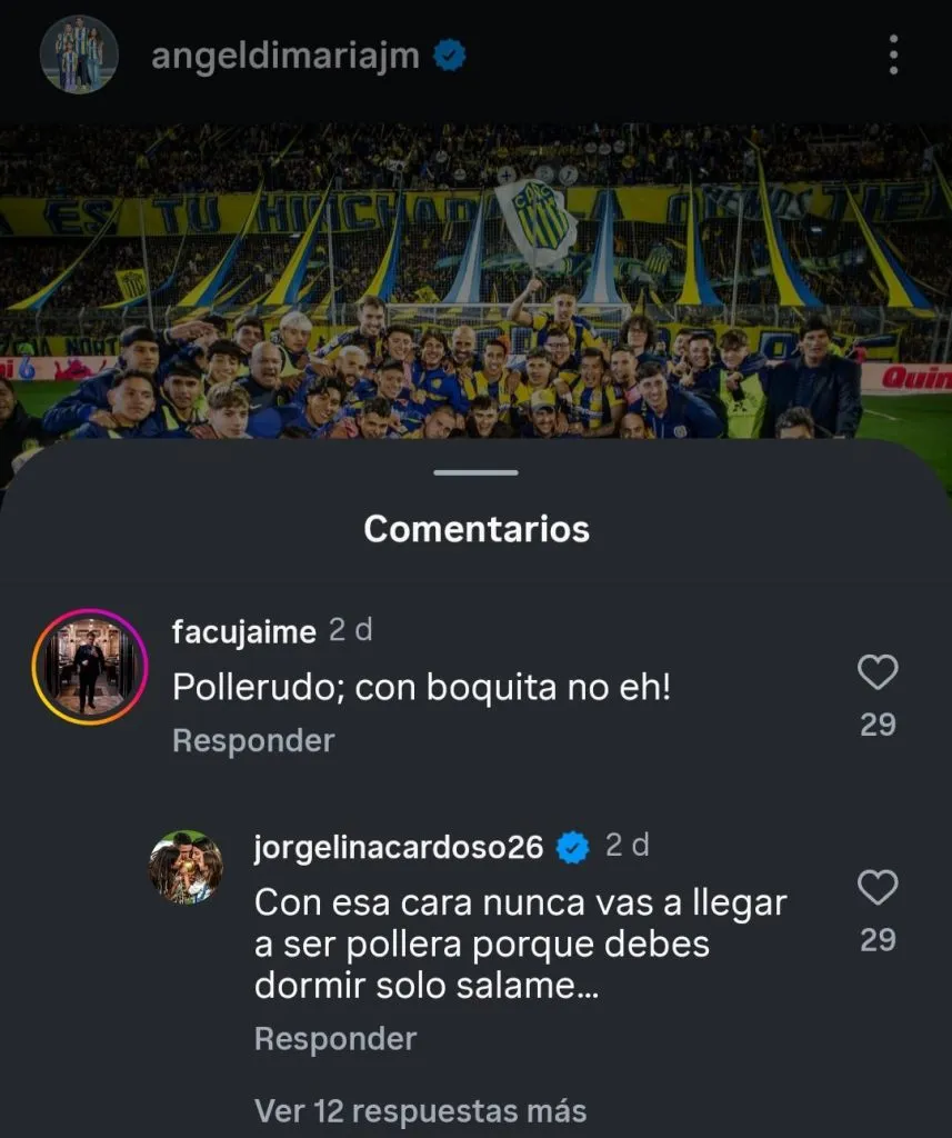 El comentario de Jorgelina Cardoso contra un hincha de Boca.