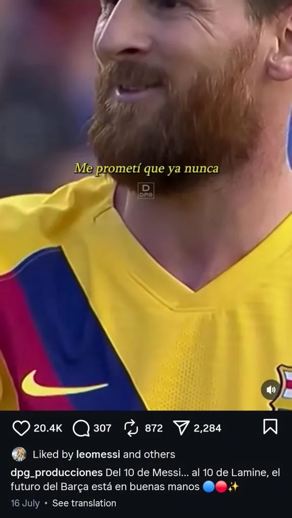 El like de Messi a un posteo sobre Lamine Yamal.