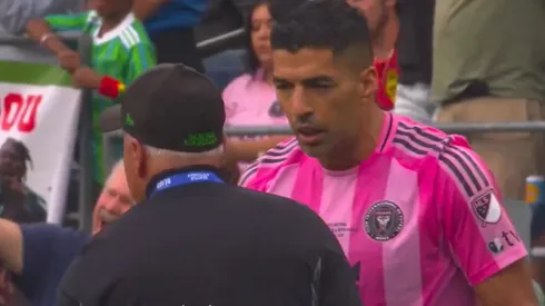 Luis Suárez durante los incidentes entre Inter Miami y Seattle Sounders por la Leagues Cup. (Captura TV)