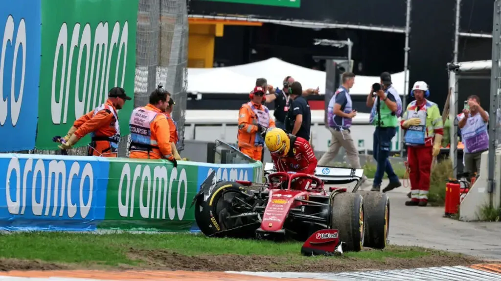 Hamilton rompió el auto tras accidentarse en el GP de los Países Bajos.