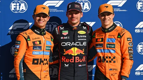 Max Verstappen junto a Piastri y Norris en el GP de Italia.