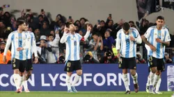 Messi festeja uno de sus dos goles ante Venezuela.