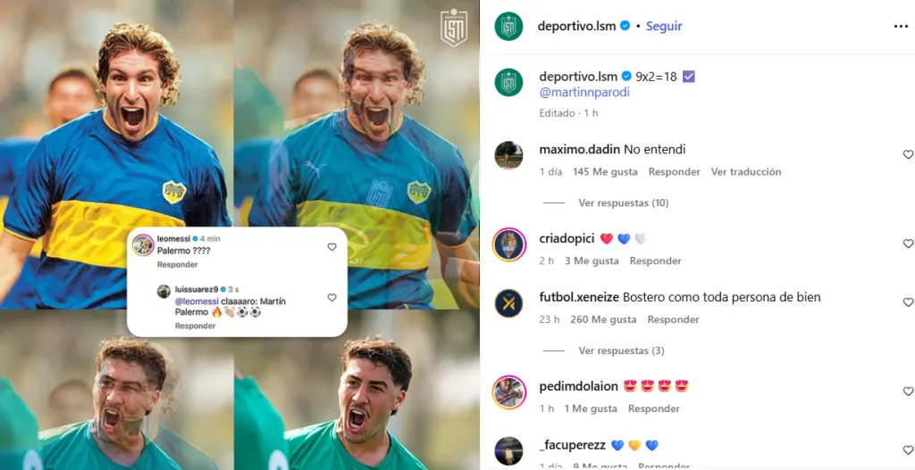 La divertida publicación de Deportivo LSM tras la comparación de Messi y Suárez.