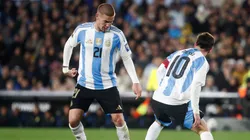 Franco Mastantuono y Lionel Messi en la Selección Argentina.