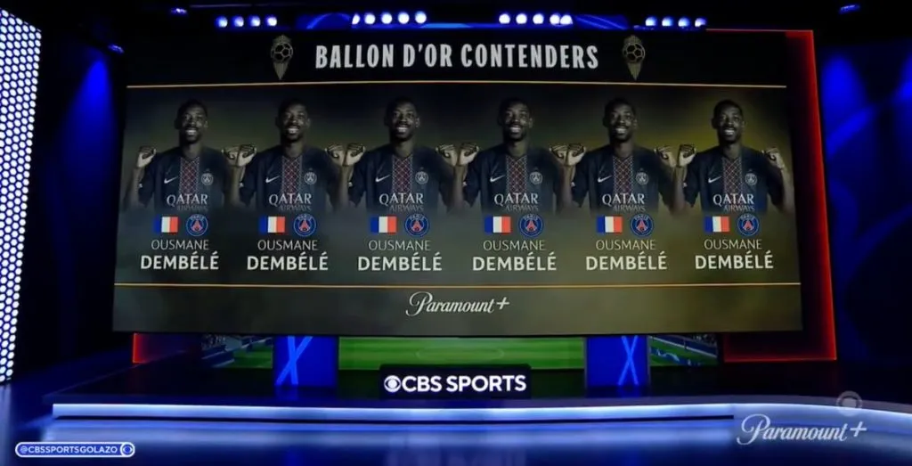 La elocuente imagen de los candidatos al Balón de Oro para Thierry Henry. (CBS Sports)