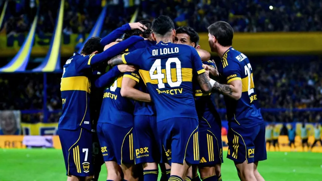 Los jugadores de Boca Juniors en La Bombonera.
