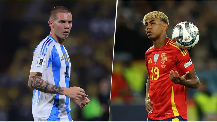 Franco Mastantuono y Lamine Yamal, en la Selección de Argentina y de España.