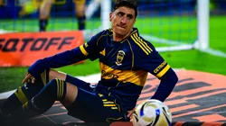 Miguel Merentiel, delantero uruguayo de Boca durante el encuentro ante Central Córdoba.