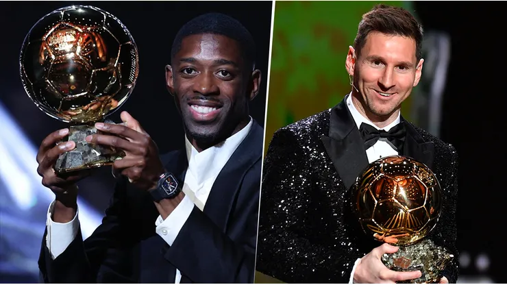 Ousmane Dembélé y Lionel Messi, con sus Balones de Oro. (Fotos: Getty y @ballondor)