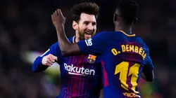 Lionel Messi y Ousmane Dembelé en Barcelona.