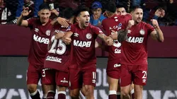Lanús, a puro festejo en la ida ante Fluminense.