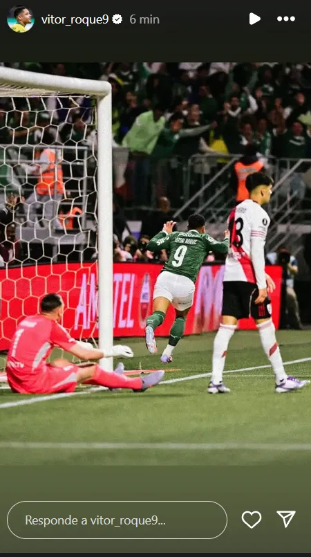 La historia de Vitor Roque con el festejo de su gol.