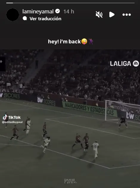 Captura de la historia de Lamine Yamal en Instagram.