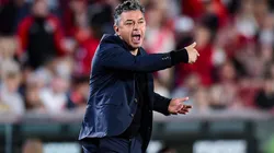 Marcelo Gallardo durante la derrota de River ante Deportivo Riestra en el Estadio Monumental.