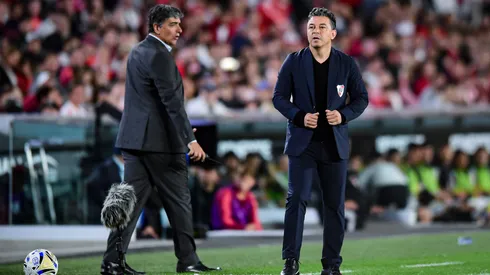 Marcelo Gallardo durante la derrota de River ante Riestra.