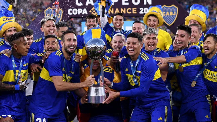 Los festejos de Boca al ser campeón de la Copa de la Liga 2022.