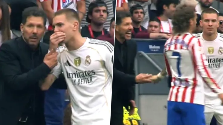 Franco Mastantuono le recriminó que haya pedido que lo expulsen y Diego Simeone le explicó que lo hizo porque el Atlético de Madrid necesitaba ganar el derbi.