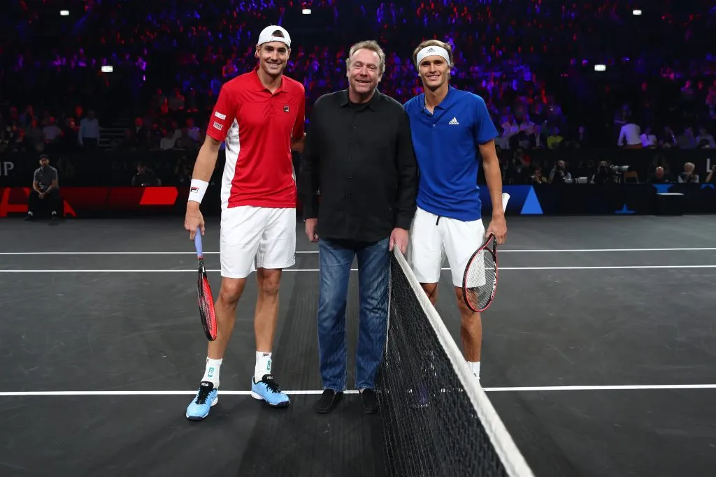 John Isner, Marc Rosset y Alexander Zverev en la Laver Cup 2019. (Foto: Getty).