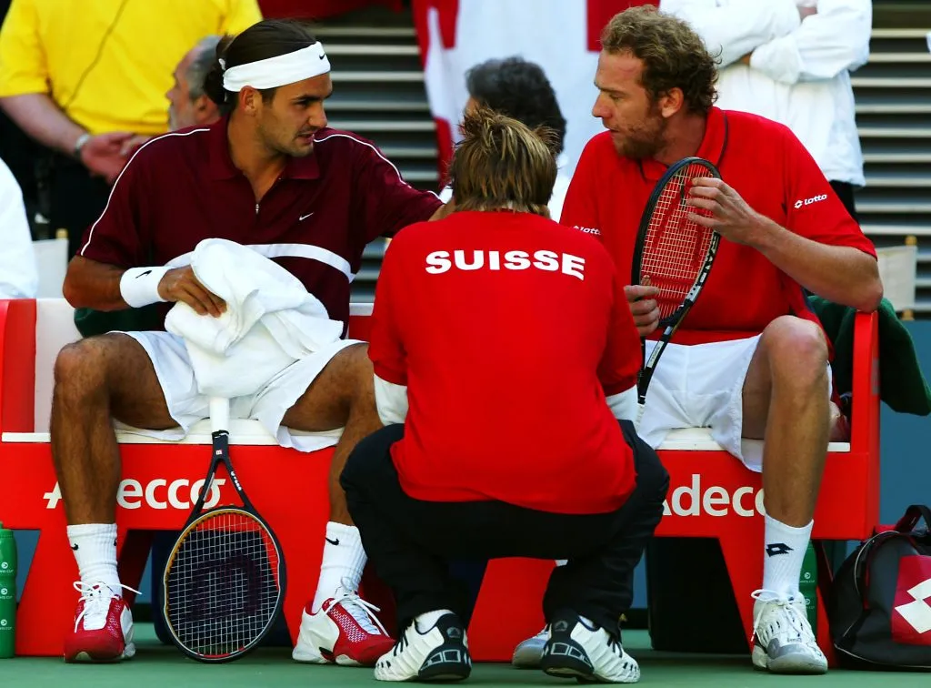 Federer y Rosset en la Copa Davis 2003. (Foto: Getty).