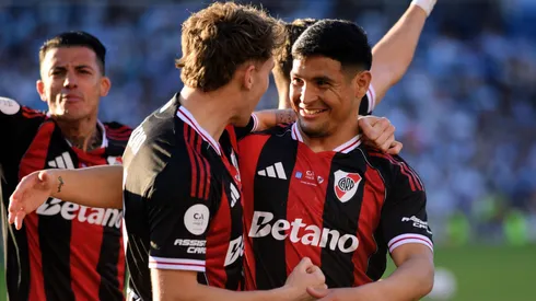 Maximiliano Salas, durante su festejo de gol en River ante Racing por Copa Argentina.