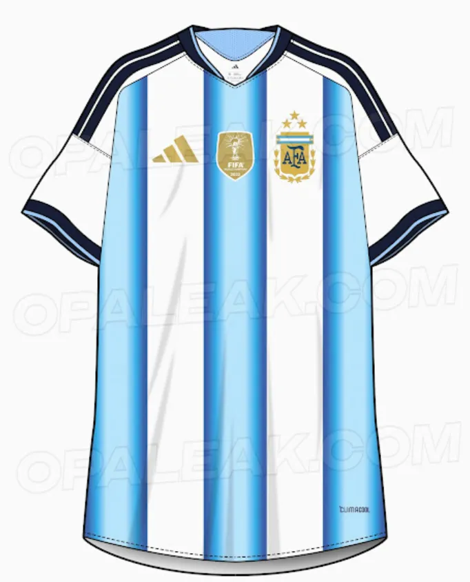 Así sería la camiseta titular de Argentina en el Mundial 2026.