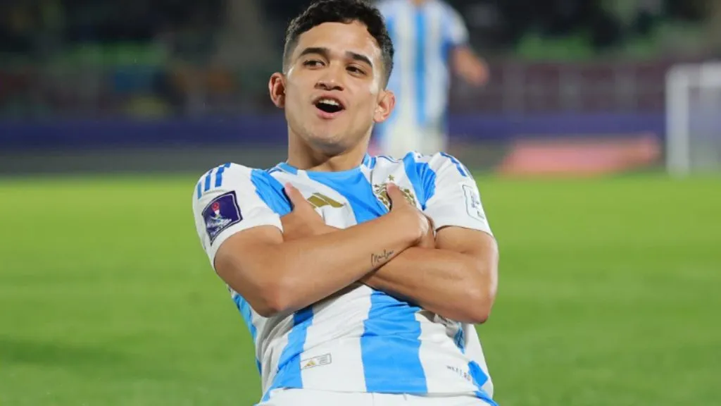 Dylan Gorosito festejando el gol ante Italia. (Foto: Prensa AFA)