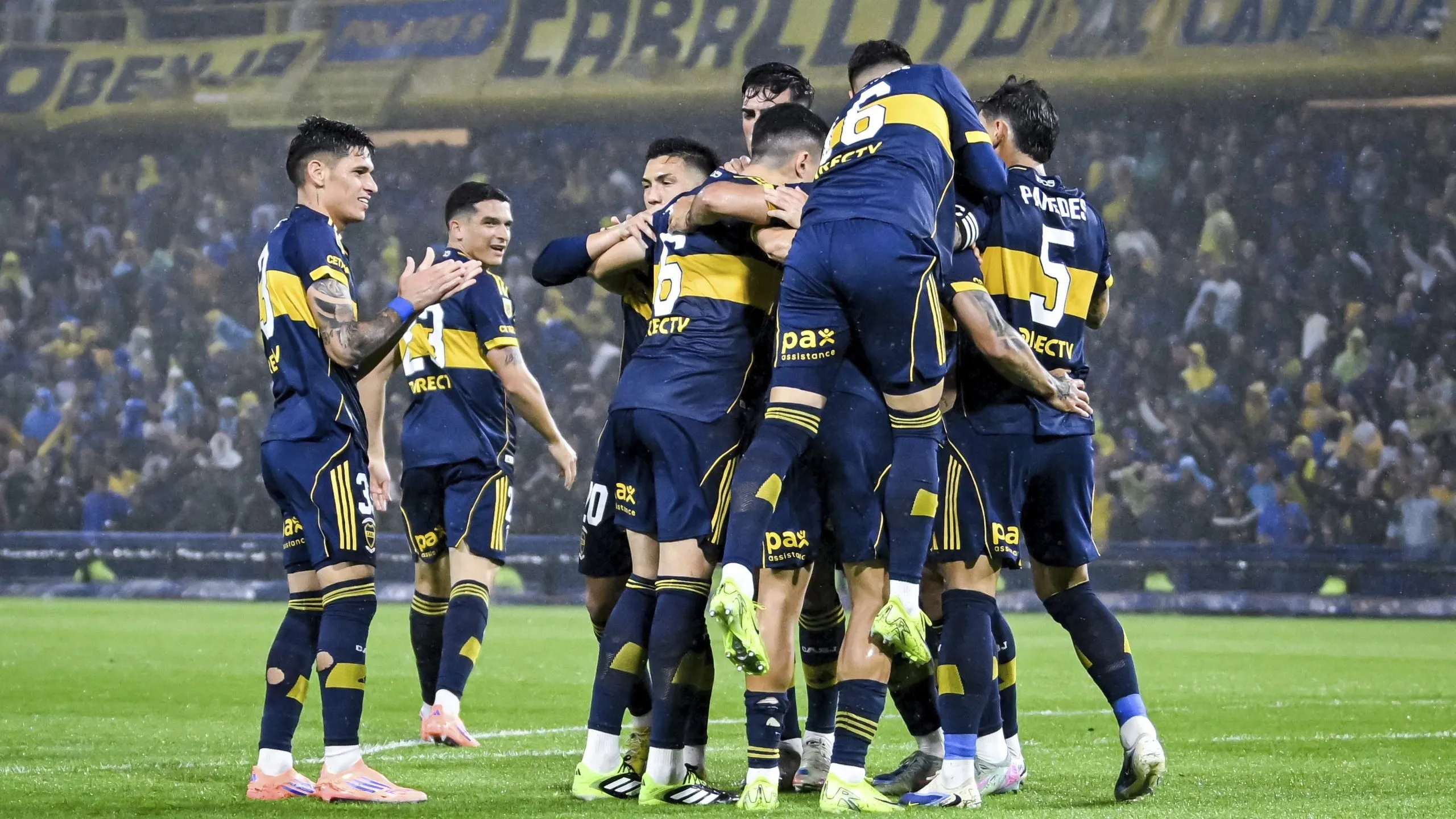 Los jugadores de Boca durante la goleada a Newell’s por el Torneo Clausura 2025. (Getty Images)