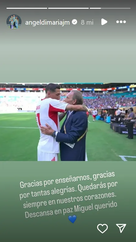 El posteo que Ángel Di María le dedicó a Miguel Ángel Russo.