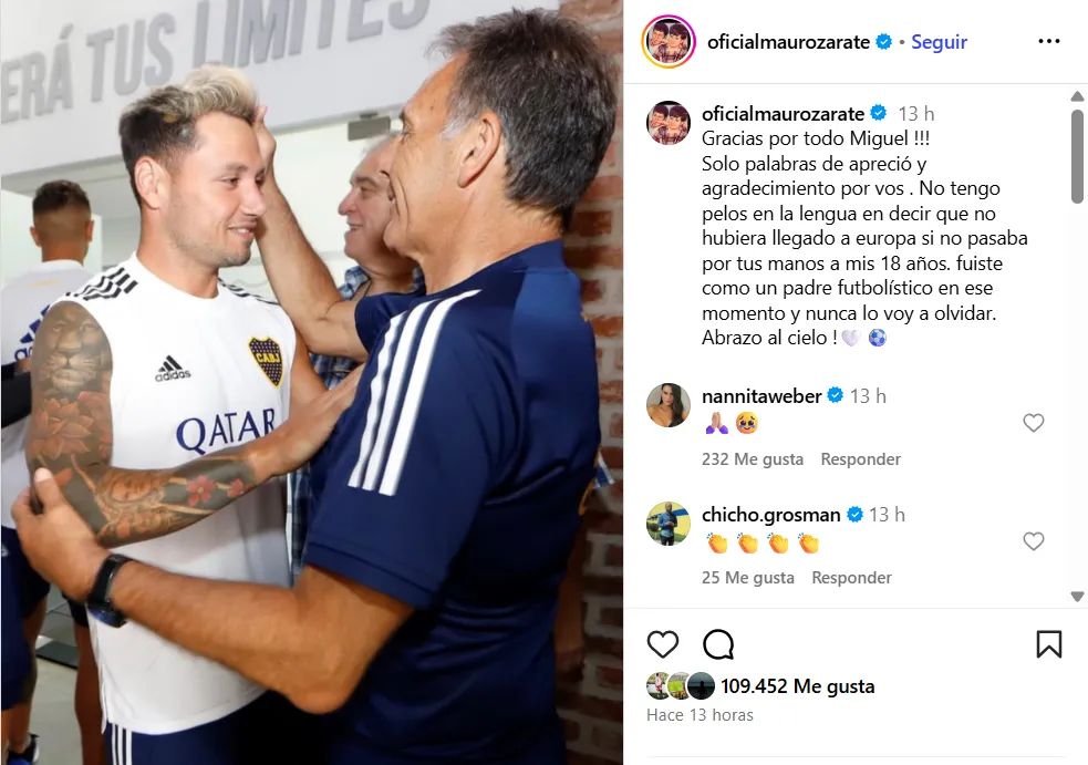 El posteo de Mauro Zarate.