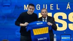 Riquelme y Russo en la presentación del DT.