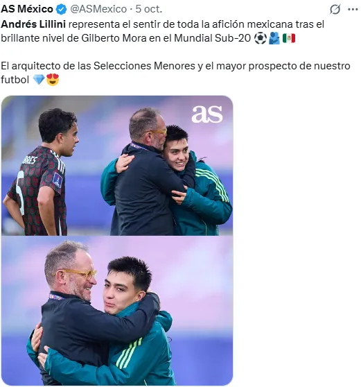 Andrés Lillini junto a Gilberto Mora, la joya de la Selección de México.
