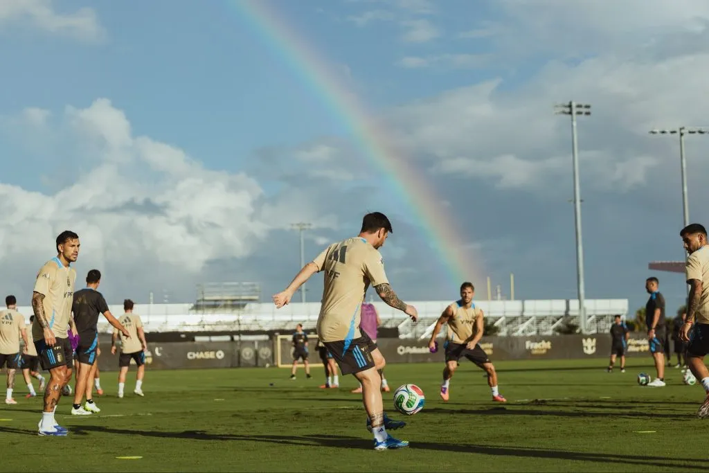 Entrenamiento de la Selección Argentina el miércoles en Miami. (Foto de Selección Argentina en X).