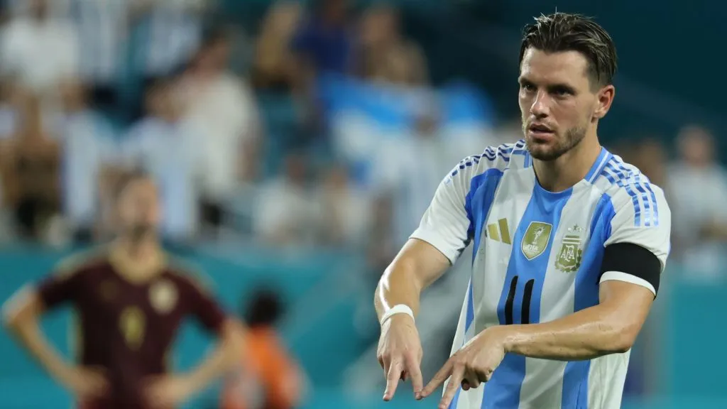 Gio Lo Celso festejando su gol ante Venezuela. (Getty Images)