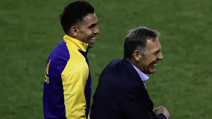 Carlos Tevez y Miguel Ángel Russo, cuando coincidieron en Boca.