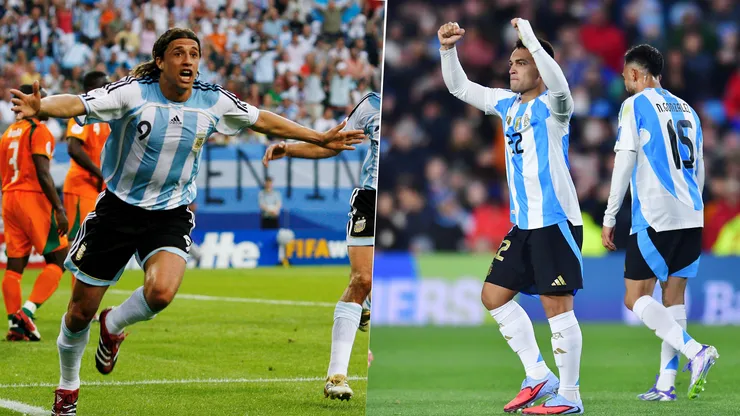 Getty. Lautaro Martínez, con sus dos tantos ante Puerto Rico, igualó con 35 goles a Hernán Crespo en la tabla histórica de los máximos goleadores de la Selección Argentina.