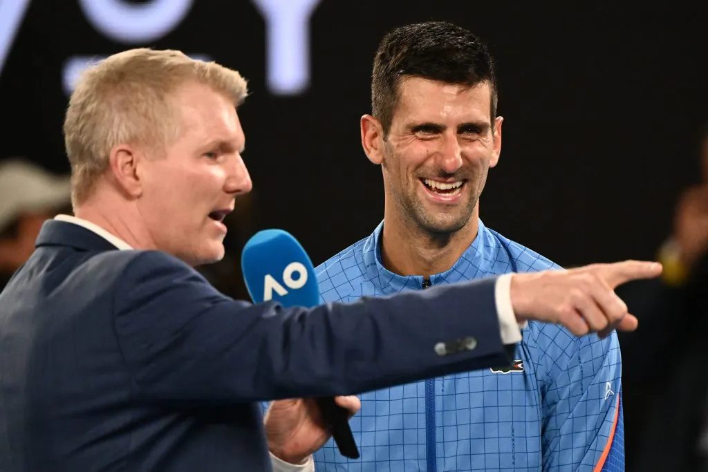 Jim Courier junto a Djokovic, a quien considera el mejor de la historia.