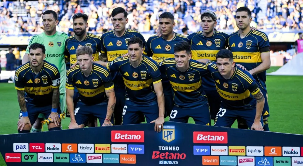 Los jugadores de Boca Juniors antes de enfrentar a Belgrano de Córdoba en La Bombonera.