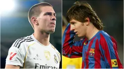 Franco Mastantuono y un joven Lionel Messi en Barcelona