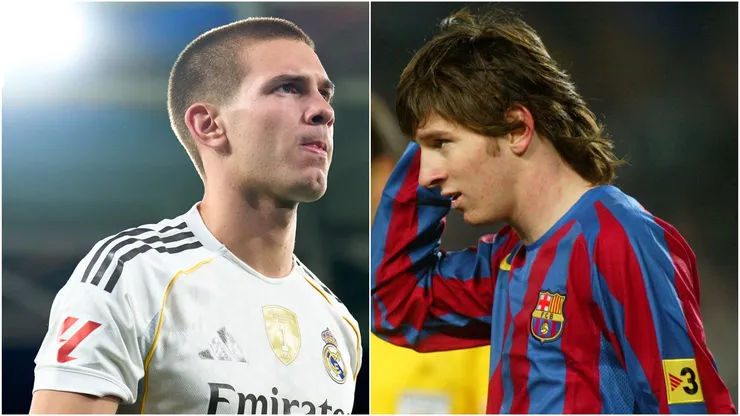 Franco Mastantuono y un joven Lionel Messi en Barcelona