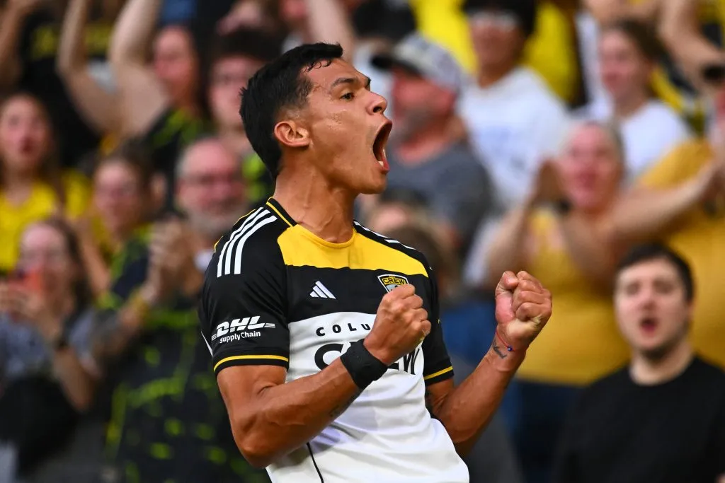 Herrera grita su gol ante New York Red Bull. (Foto: Getty).