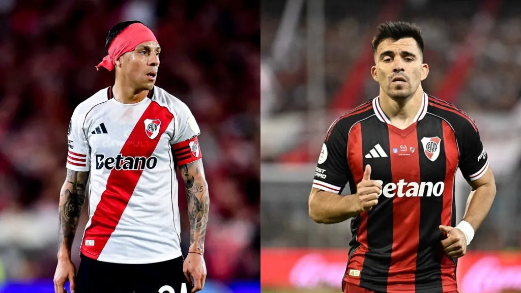 Enzo Pérez y Marcos Acuña, futbolistas de River Plate. (Getty Images)