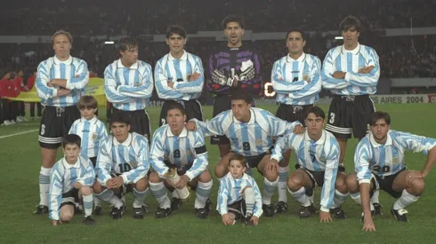 La Selección Argentina en un amistoso en 1997.
